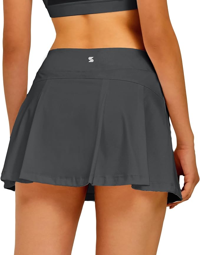 Stelle Women Tennis Skirt High Waisted Athletic Golf Skorts with Pockets | Tummy Control, Built-In Shorts, Deep Pockets, Pleated, Breathable, Lightweight, Tennis, Golf, Pickleball, Running, Workout