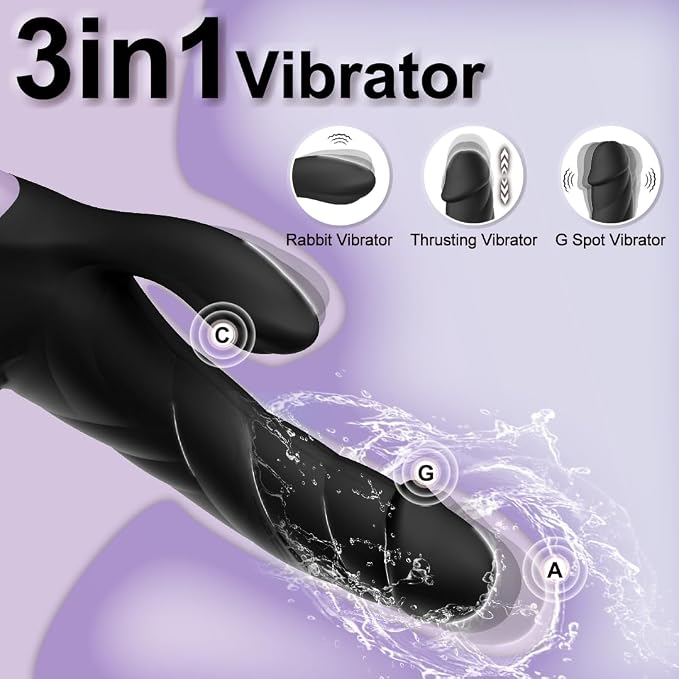 Thrusting Dildo Rabbit Vibrators G Spot Clit Vibrator, 9 Thrust & Vibrate