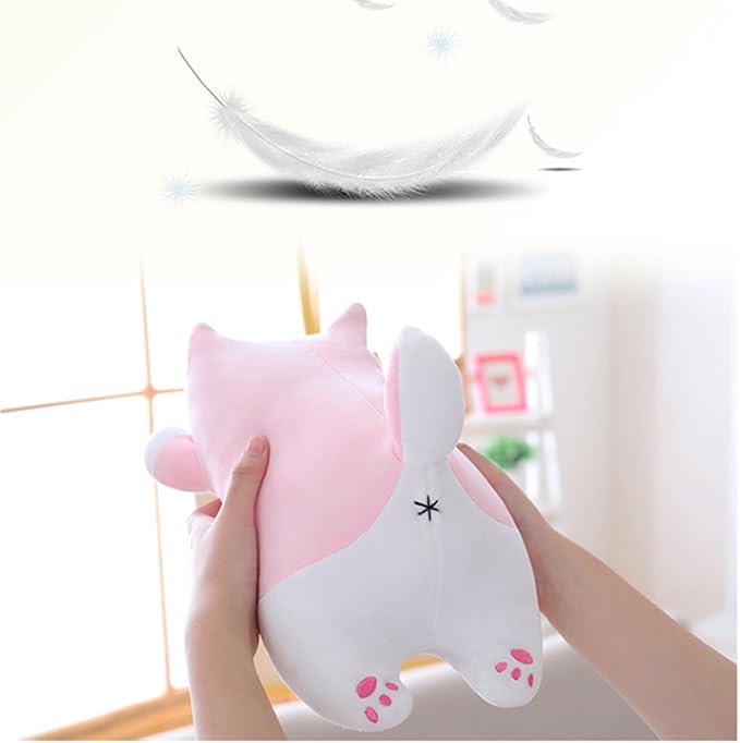 Shiba Inu Dog Plush Pillow, Cute Corgi Akita Stuffed Animals Doll Toy Gifts for Valentine's Gift, Christmas,Sofa Chair, Pink Blink 15"