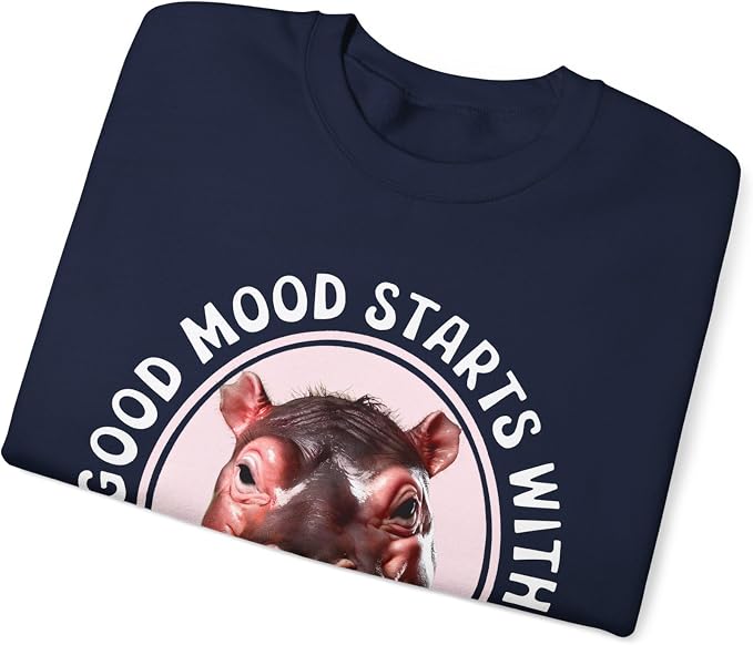 Good Mood Starts With Moo Deng Unisex Sweatshirt, Funny Moo Deng Good Mood Minimalist Men And Women Shirt