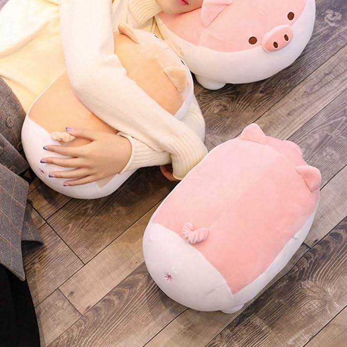 Levenkeness Soft Fat Pig Plush Hugging Pillow,Cute Piggy Stuffed Animal Doll Toy Gifts for Bedding, Kids Birthday, Valentine, Christmas (Pink, 15.7")