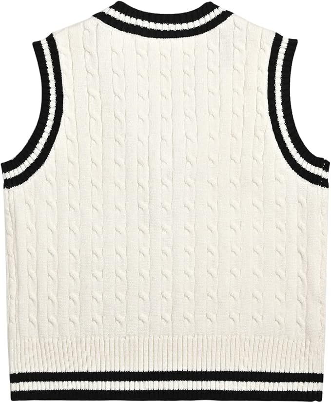 Women's Sweater Vest,Y2K Sleeveless Pattern Preppy Style Knitted Crop Tank Top for Girl