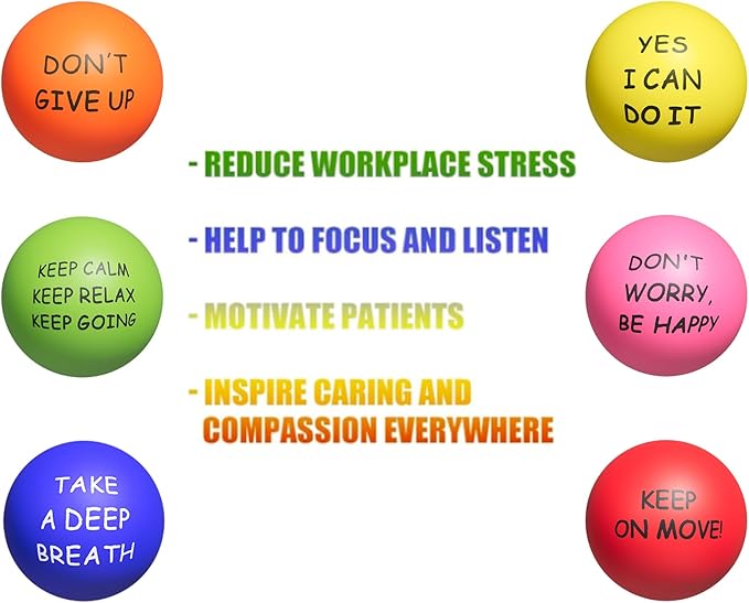 KDG Motivational Stress Balls(6 Pack) for Kids and Adults,Stress Relief Ball with Quetos to Rrelieve Anxiety and Manage Anger