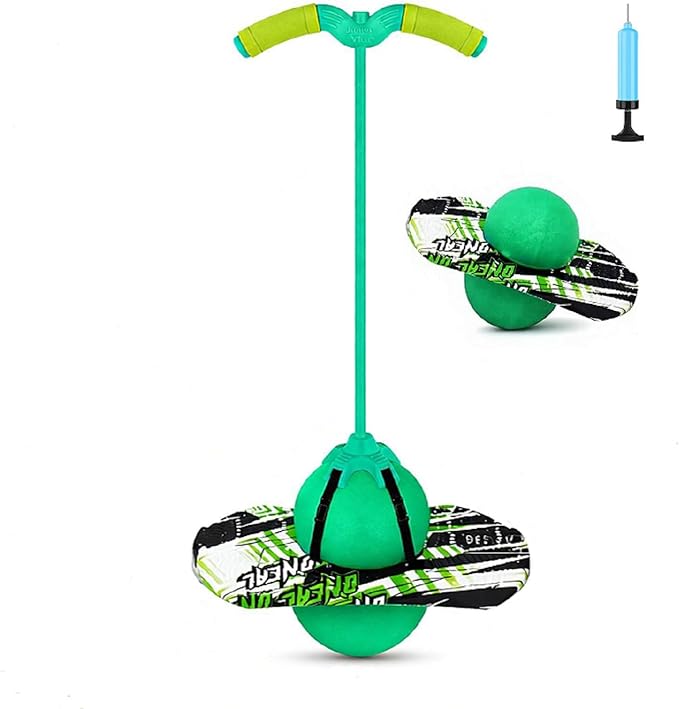 Pogo Ball with Handles for Kids & Adults, Pogo Balance Bounce Ball,Pogo Trick Board for Girls and Boys Ages 6 and up (Green-Colourful)