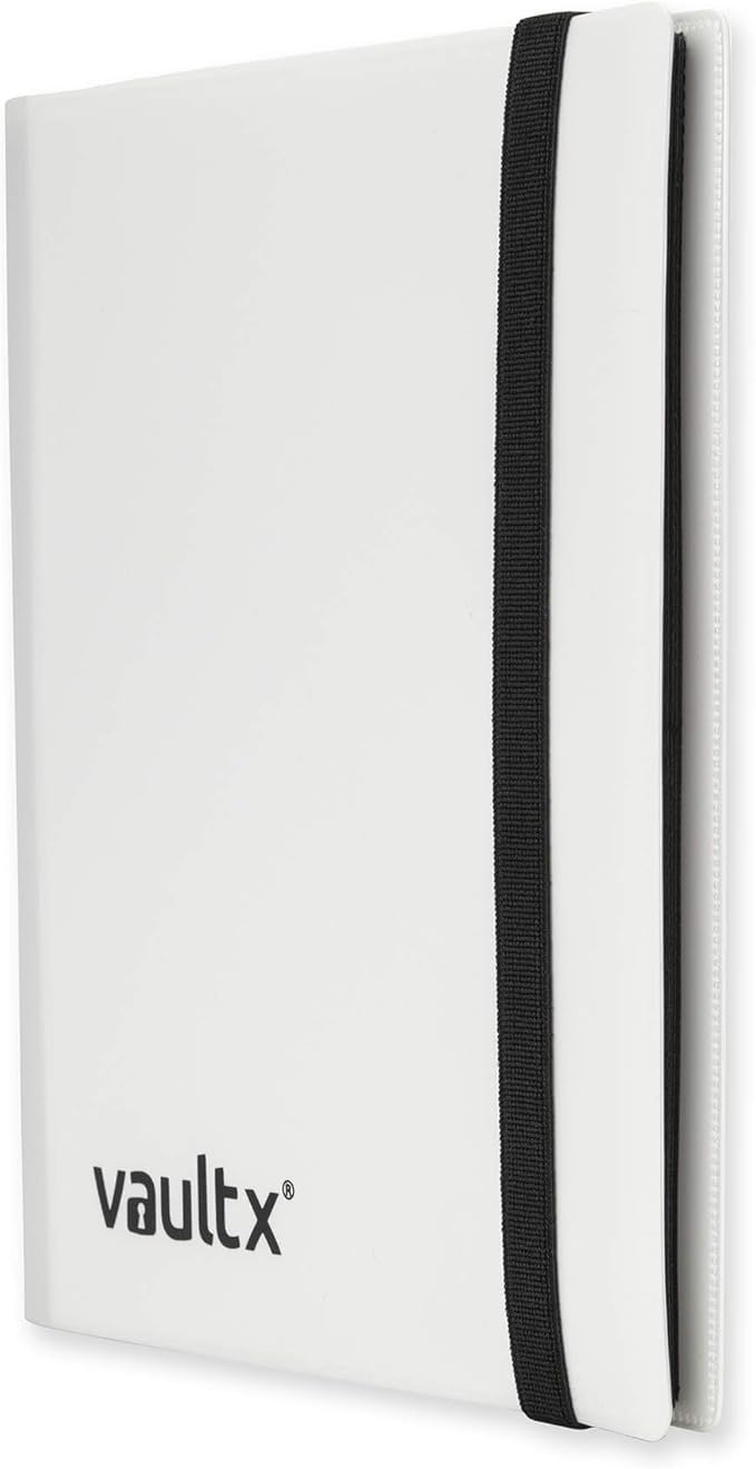 Vault X 4 Pocket Standard Strap Binder, Holds 160 Trading Cards in 20 Side-Loading Pages (White)
