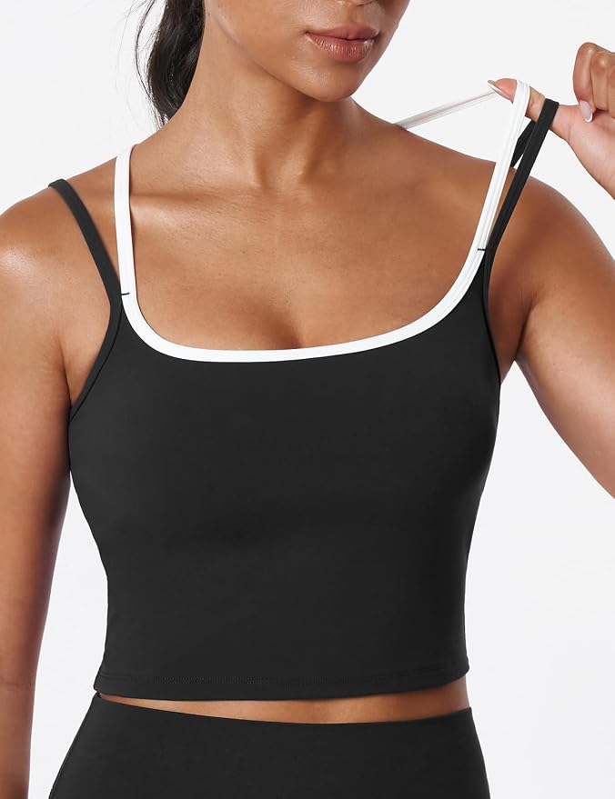 K-Swiss Tank Tops for Women - Color Block Double Lined with Built in Bra Yoga Running Gym