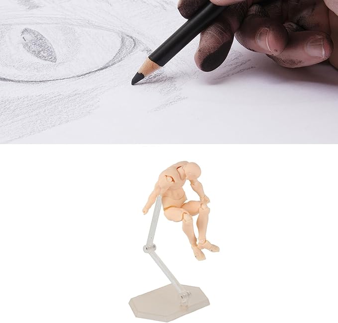 PVC Drawing Figure Action Mannequin, PVC Drawing Figure Model Drawing Figure Mannequin, Action Figure Body, for Sketching, Painting, Drawing, Female Artist (Male) (Man #11)