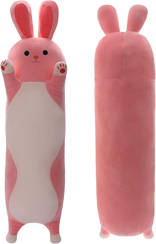 Long Rabbit Plush Toy Pillow Soft Pink Rabbit Plush Pillow Long Stuffed Animal Toy Gift for Kids Girlfriend 110cm