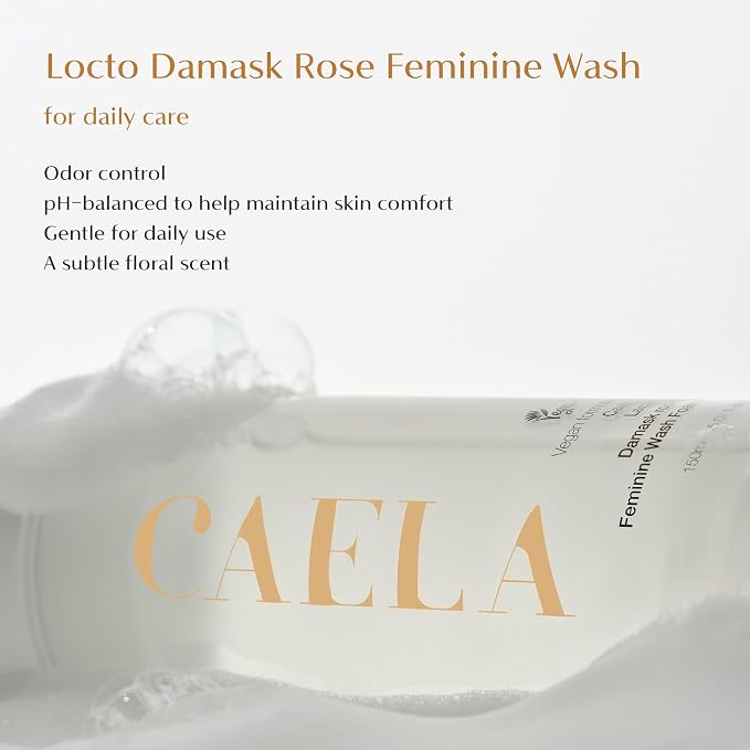 CAELA Feminine Wash Gel, pH-Balanced Formula for Odor Control and Daily Freshness, Triple Lactobacillus Complex, Vegan K-Beauty Intimate Cleanser, Sea Buckthorn & Damask Rose, Sulfate-Free, 6.76 Fl Oz