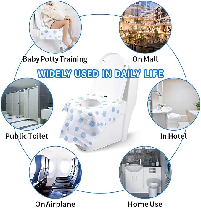 Toilet Seat Covers Disposable, Famard Extra Large Portable Potty Seat Covers for Toddlers, Soft and Waterproof Travel Potty Training Seat for Kids with Individually Wrapped, 18 Count (Pack of 1)