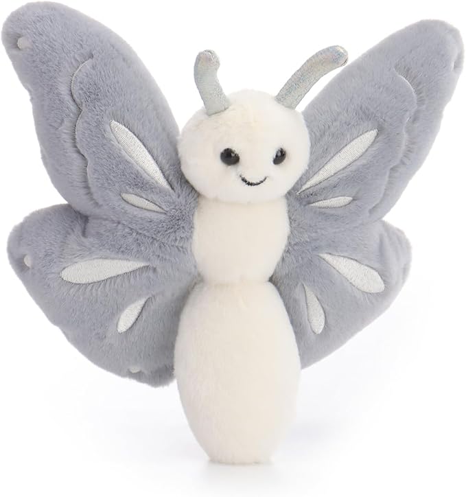 Apricot Lamb Gray Butterfly Stuffed Animals for Kids, Soft Cute Plush Toys for Baby Girl and Boy, 7.5 Inches