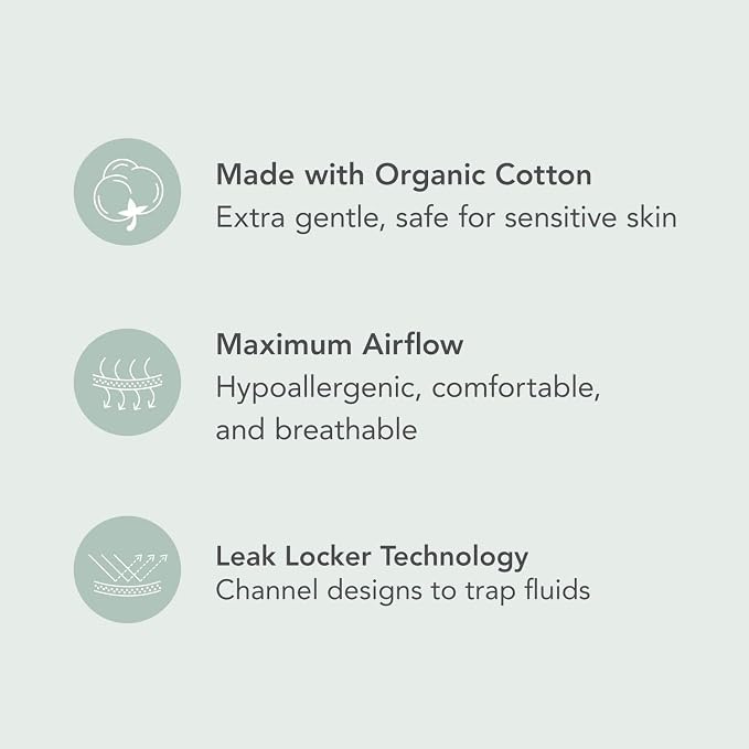 Rael Reusable Sanitary Pads, Organic Cotton Cover (3 Count, Regular) | Moderate Absorbency, Thin Cloth, Leak-Resistant Design, Washing Machine Safe, Menstrual and Postpartum Essentials for Women