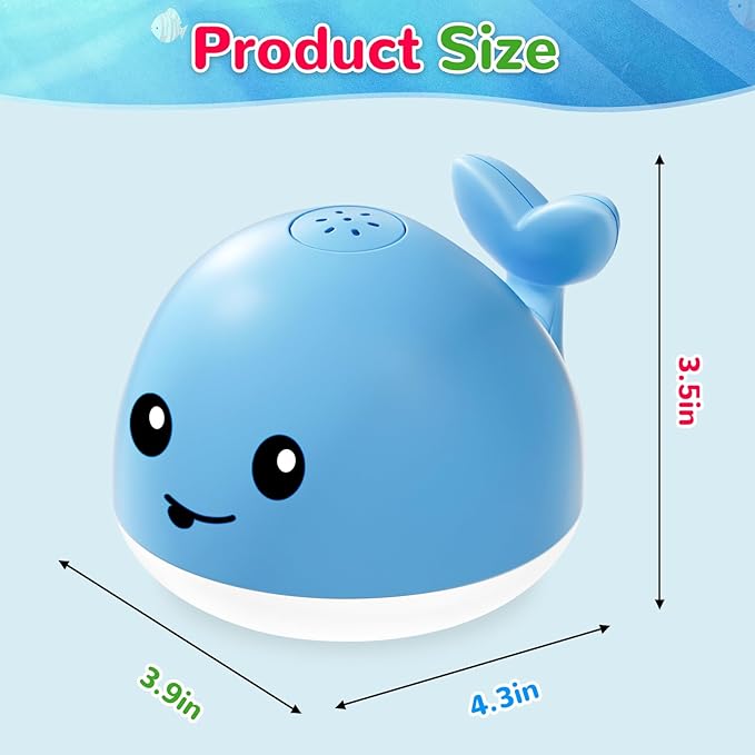 Baby Bath Toys, Light Up Whale Bath Toy Sprinkler for Babies 6-12-18 Months, Bath Toys for Kids 1-3, Toddler Fountain Bathtub Toys, Valentines 1 2 3 Year Old Boys Girls Birthday Gifts