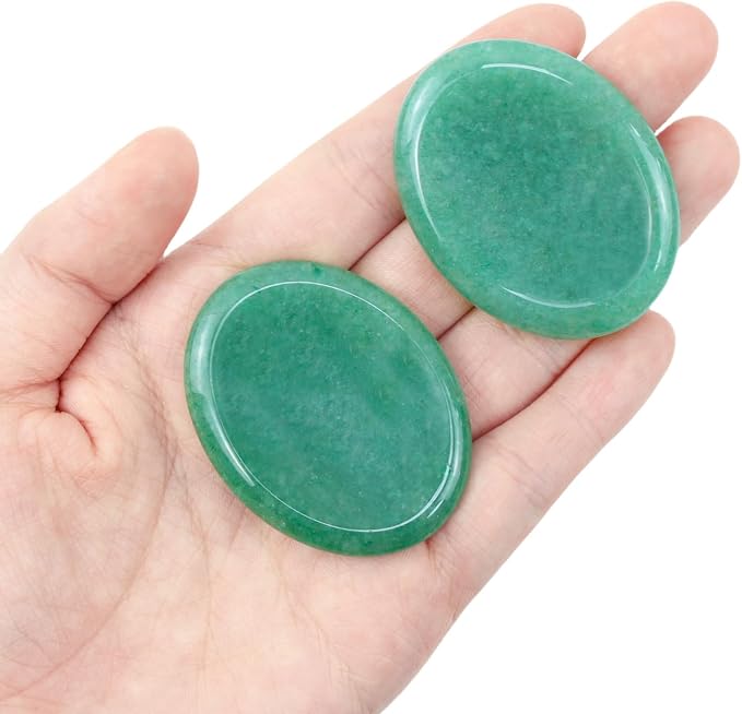 Thumb Worry Stone Green Aventurine Crystal Trinkets Crystals and Healing Stones Oval Natural Fidget Meditation Accessories Gemstones Reiki Pocket Palm Tiny Anxiety Relief Items for Women Men