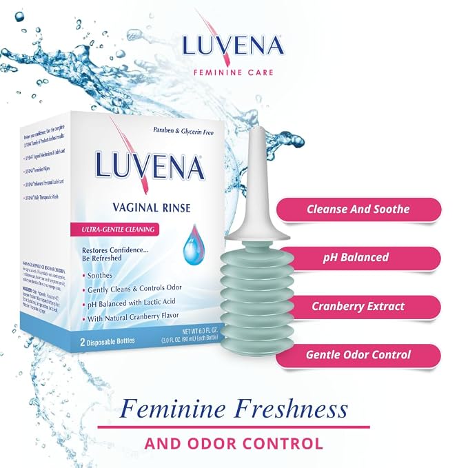 LUVENA Feminine Rinse for Women - Gentle Daily Intimate Rinse - pH Balanced Internal Cleanse - Paraben Free, Glycerin Free - Odor Control and Freshness - 2 Pack, 3oz Bottles