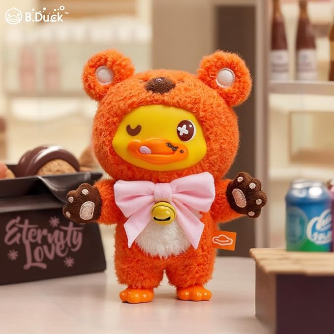 B.Duck Plush Blind Box Hugging Bear Series Cute Duck Vinyl Plush Keychain Figures, Scented Collectible Toys with Surprise Characters, Standing Design for Desk Décor, Gifts (Single Box)