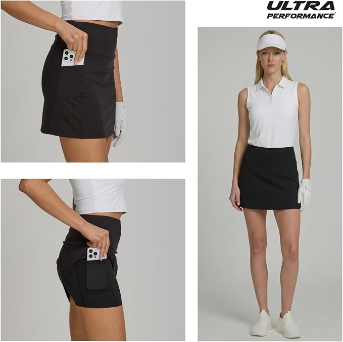 Ultra Performance Womens Golf Skirt 2 Pack Women’s Tennis Skort with Compression Liner Athletic Skirts for Women with Pockets