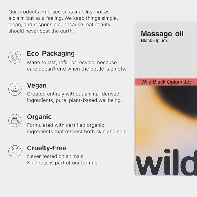 Organic Massage Oil Black Opium – Deeply Hydrating & Relaxing Body Oil for Stress Relief, Ideal for Couples Massage, Aromatherapy & Skin Nourishment with Natural Essential Oils