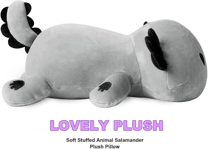 Onsoyours Cute Axolotl Plushie, Soft Stuffed Animal Salamander Plush Pillow, Kawaii Plush Toy for Kids (Gray Axolotl, 13")