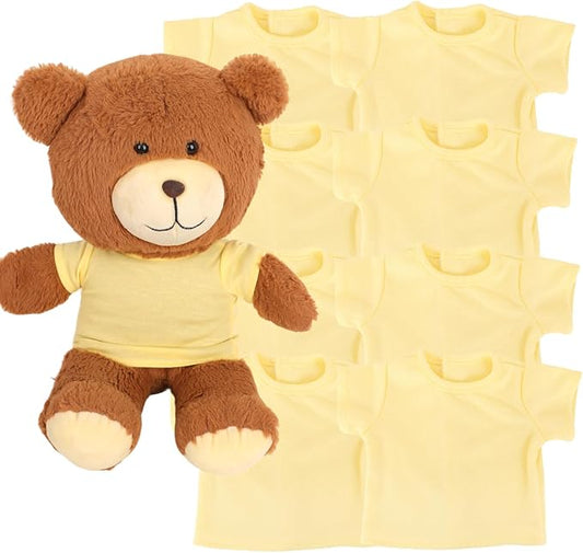 8-Pack Yellow Blank T-Shirts for 17-18 Inch Bears | Thick DIY Stuffed Animal Canvas Clothes (Yellow)