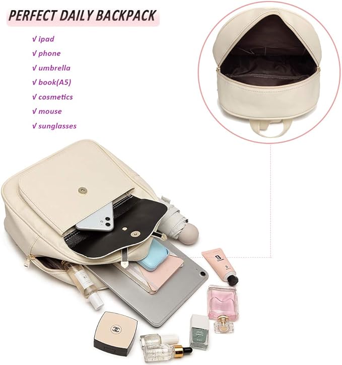 MACCINELO Cute Leather Mini Backpack Purse for Women Bowknot Small Backpack for Girls gift Rucksack Ladies Shoulder Bag 3pcs