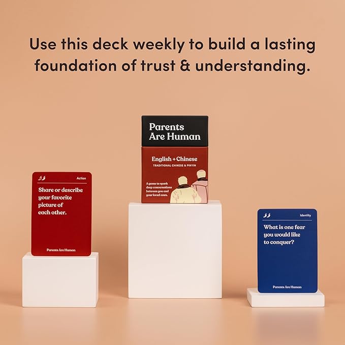 Parents Are Human, Get to Know Each Other Better, Parents, Families, Teens & Kids Relationship Building, Light & Deep Questions, 70 Questions & Activity Cards, English + Traditional Chinese