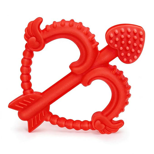 Valentines Heart Baby Teething Toys for Babies 0-36 Months, Easy for Little Hands to Hold,Cupid Bow and Arrow Soft Teether Toy, Surface texture for Teething Relief, Perfect Valentine's Gift for Babies