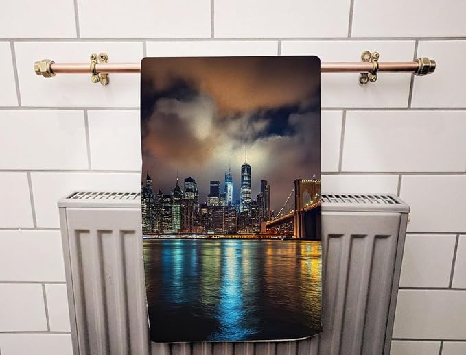 New York City Bath Towel 15X30 Inch Washcloths View of Manhattan at Sunset Bright Light Face/Body/Hair/Hand Towel for Spa Gym Yoga Swim Bathroom Kitchen Hotel