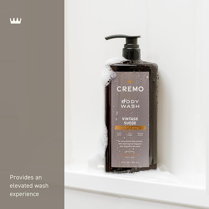 Cremo Rich-Lathering Vintage Suede Body Wash for Men, 32 Fl Oz
