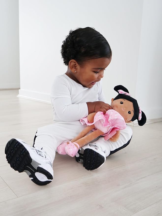 LeyaDoll Soft Baby Doll Toys (12''), My First Baby Rag Doll for 1 Year-Old Girl Birthday Gift,Christmas Plush Toys Gift for Toddler Kids Infants-Florabelle-Girl-Pink-Tanned