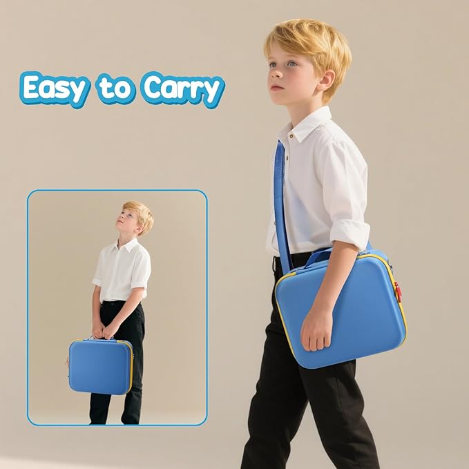 ProCase Hard Carrying Case for Little Tikes Story Dream Machine Starter Set, Kids Large Toy Bag Travel Portable Storage Box for Boy Girl Littles Character Books, Container with Shoulder Strap -Blue