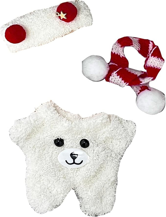 Doll Cloth Set for 17cm Dolls,Stylish Outfit White Bear Overalls Designer,Cute Cloth for Dress up Unique Style (Doll Not Included)