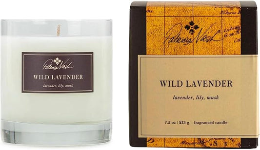Rosy Rings Patricia Nash Candle | Long Lasting Fragrance Home Decor Gift Luxurious Aromatherapy Notes of Lavender, Lily, Sage, Musk, Sandalwood, Moss 60 Hour Burn Time 7.5oz 3.5" H (Wild Lavender)