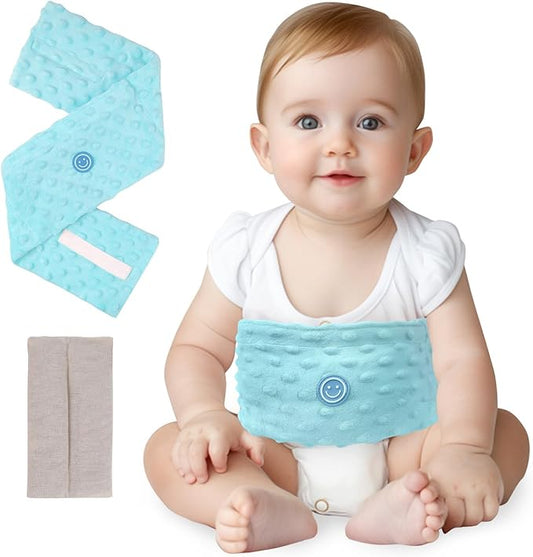 Colic and Gas Relief for Newborns and Infants, Flaxseed Heated Tummy Wrap, Baby Swaddling Belt with Soothing Warmth, Natural Relief for Upset Stomach in Babies Toddlers, 0-3 Years (Blue)