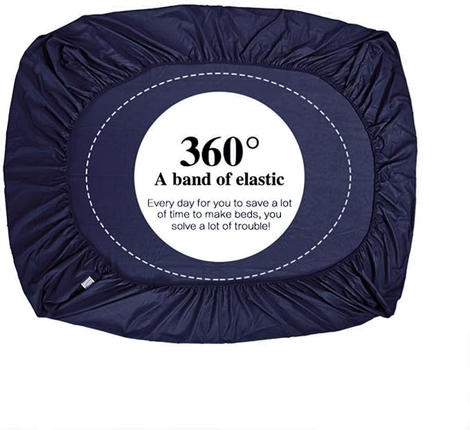 NHNHN 2 Pack Fitted Sheet-Deep Pockets-Soft Microfiber-Easy Care-Shrinkage and Fade Resistant-Fitted Sheets Full Size for Girl Woman Teens Kids-2 Sets of Fitted Sheet (Full, Navy)