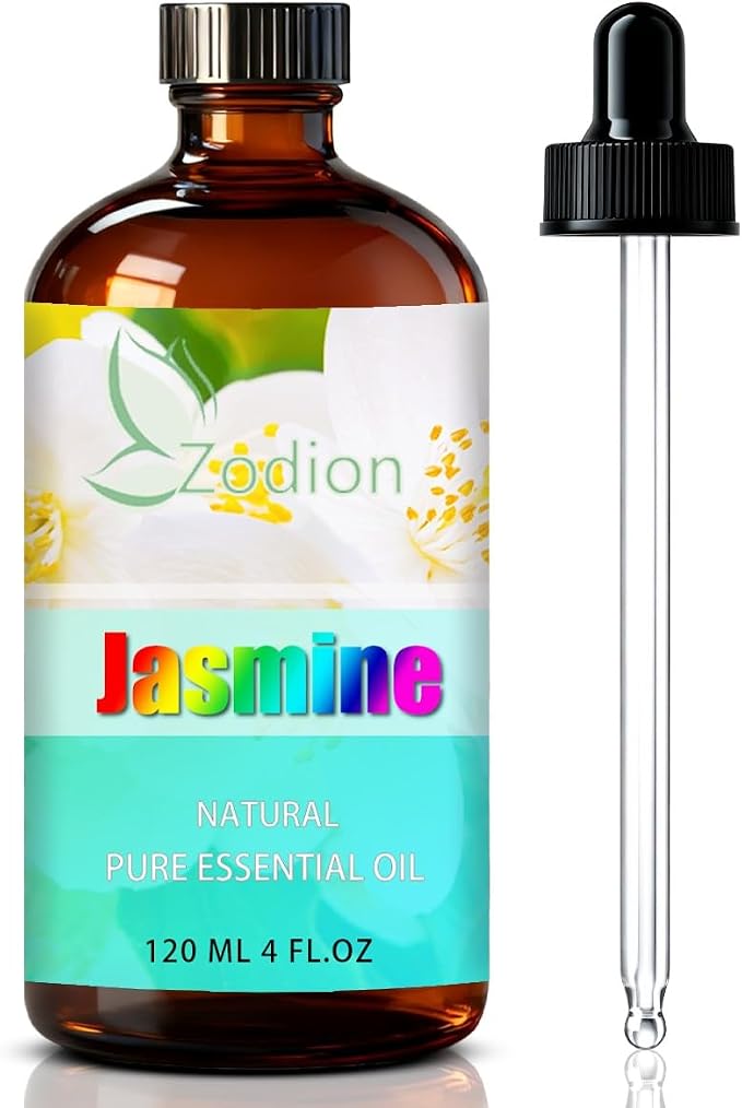 Jasmine Essential Oil - Jasmine Oil for Diffuser, 4 Fl Oz(120ml) | Candle Making, Soap Making, aroma, Strong Scent, Pure, Natural, Home Fragrance, Massage