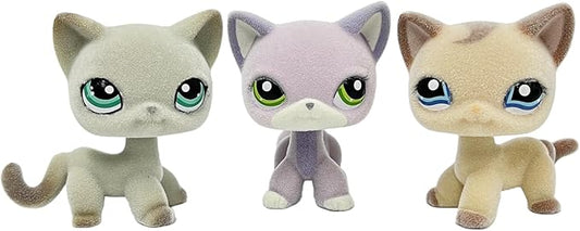 3pcs/Set Custom Flocked Pet Shop Toys Short Hair Cat Kitten Collie Great Dane Cocker Spaniel Dachshund Puppy Dog OOAK Compatible with LPS (#1024 and #2094 and #391)