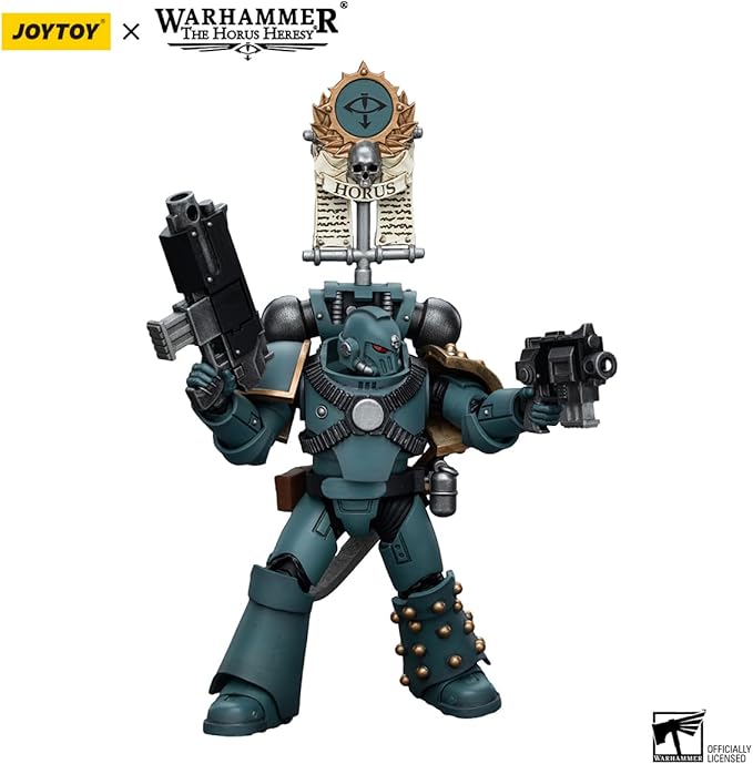 Joytoy Warhammer The Horus Heresy Sons of Horus 1:18 Action Figure Mecha Joy Toy MKIV Tactical Squad Legionary with Legion Vexilla Collection Model Anime 4.88 inch