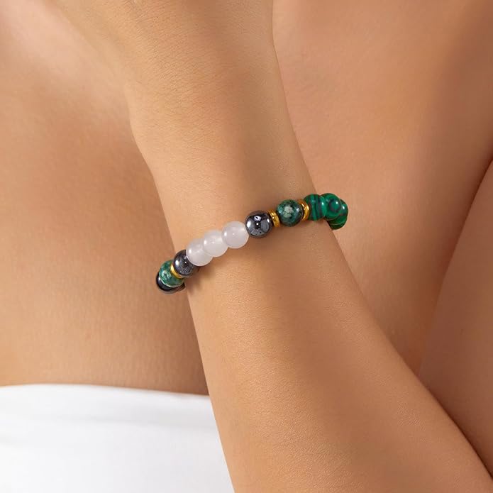 Healing Crystal Bracelet for Women Men Inspirational Bracelet Natural Stone Stretch Bracelet Spiritual Crystal Beads Bracelet Anxiety Relief Jewelry Gifts
