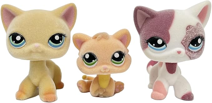 3pcs/Set Custom Flocked Pet Shop Toys Short Hair Cat Kitten Collie Great Dane Cocker Spaniel Dachshund Puppy Dog OOAK Compatible with LPS (#339 and #1691 and #2291)