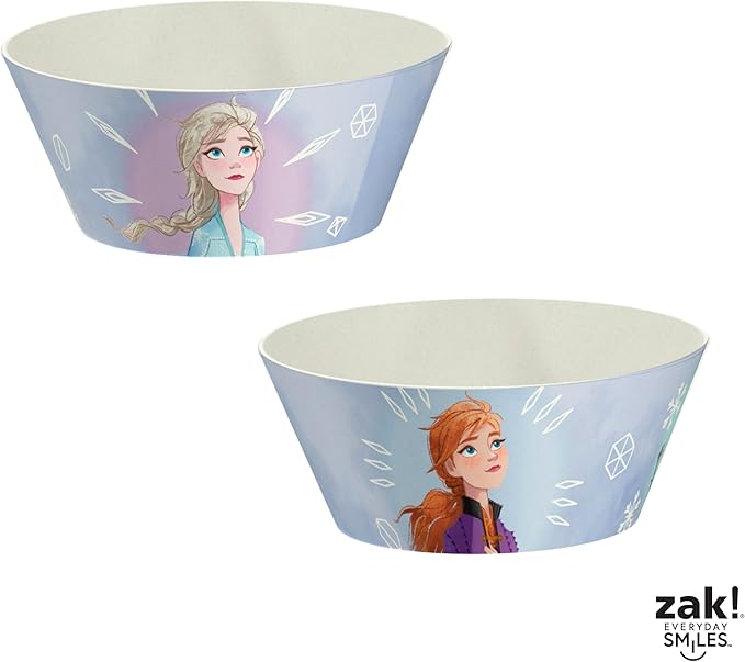 Zak Designs Disney Frozen 2 Kids Dinnerware Set 3 Pieces, Durable and Sustainable Melamine Bamboo Plate, Bowl, and Tumbler are Perfect For Dinner Time With Family (Anna, Elsa, Olaf)