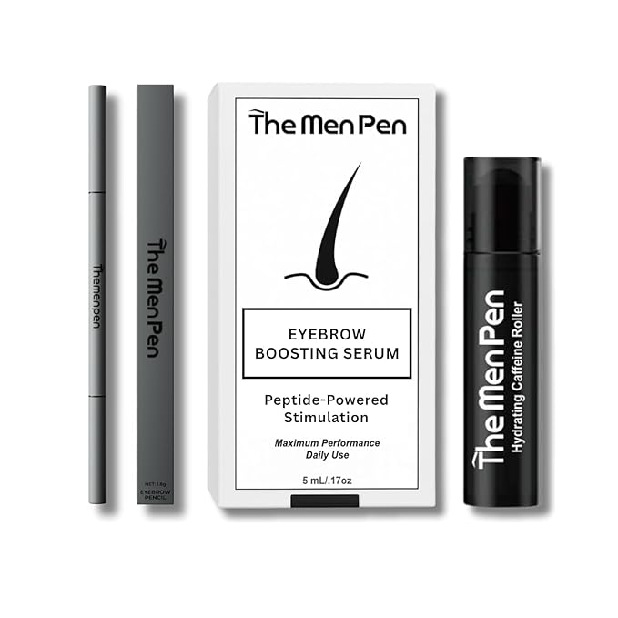 The Men Pen Eyebrow Boosting + Caffeine Kit | Eyebrow, Beard and Hair Filler | Waterproof, Long Lasting, Sweat Proof - Grey