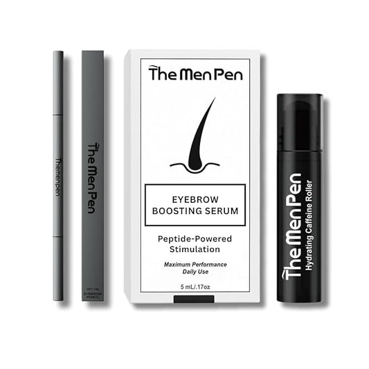 The Men Pen Eyebrow Boosting + Caffeine Kit | Eyebrow, Beard and Hair Filler | Waterproof, Long Lasting, Sweat Proof - Light Brown