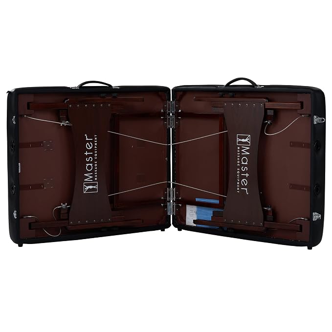 Master Massage Roma II Portable Massage Table Bed Package with 2.5" Cushion, Half Round Bolster, Disposable Face Cover, Black, 30" Salon Beauty Tattoo Lash Facial Bed