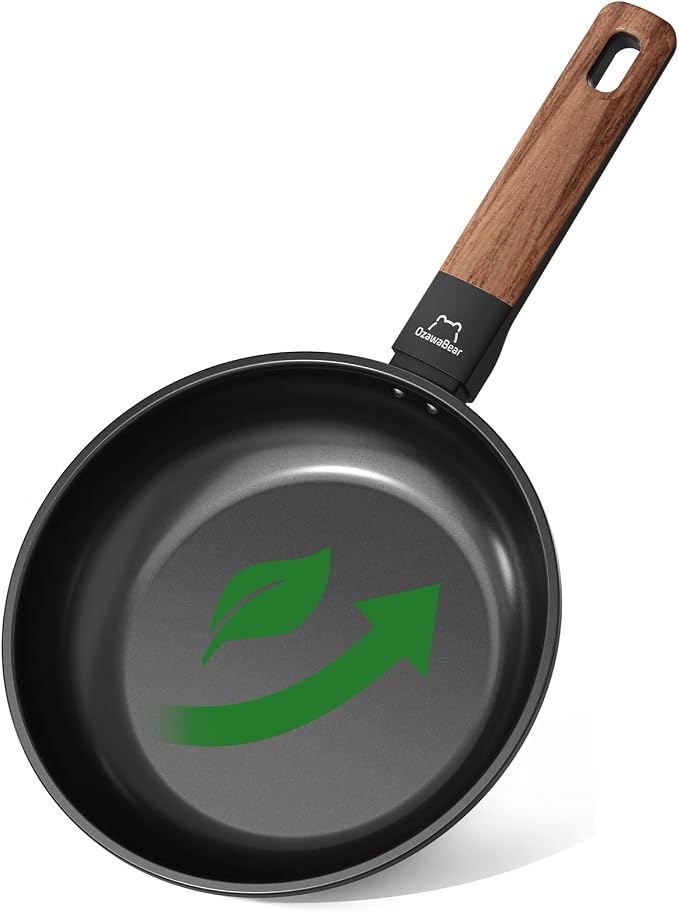 Non Stick Frying Pan Skillet, Titanium Coating Fry Pan Egg Pan Omelet Pan Nonstick, Healthy Induction Cookware Chef's Pan, PFAS PFOA & PTFE Free (8 Inch)