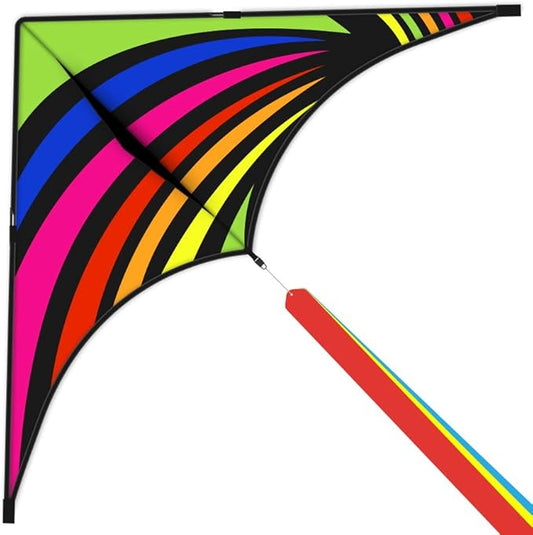 Mint's Colorful Life Delta Kite for Kids & Adults, Extremely Easy to Fly Kite for Beach Trip, Best Kites for Beginners, 300ft String Handle Included