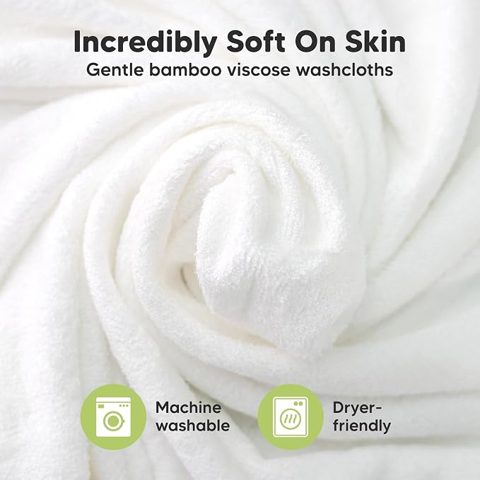 6-Pack Baby Washcloths – Soft Absorbent Viscose from Bamboo Washcloths for Face, Body, Baby Towels for Newborn, Kids, Toddlers, Infant, Gentle on Sensitive Skin, 10x10 Reusable Face Towels (Sky)
