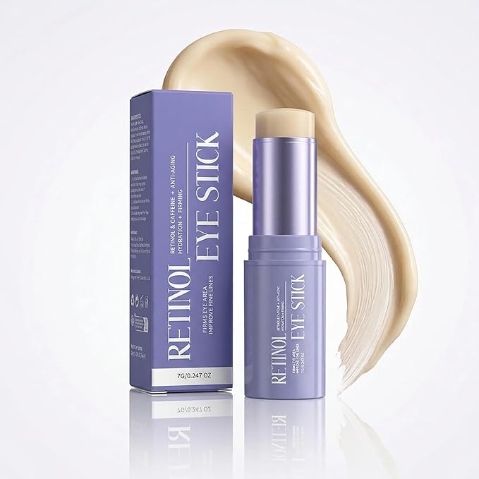 Retinol Eye Stick for Puffiness & Dark Circles, Caffeine Under Eye Balm for Fine Lines & Wrinkles, Anti-Aging Eye Cream Stick Moisturizer for Sensitive Skin, Travel Size (0.24oz)