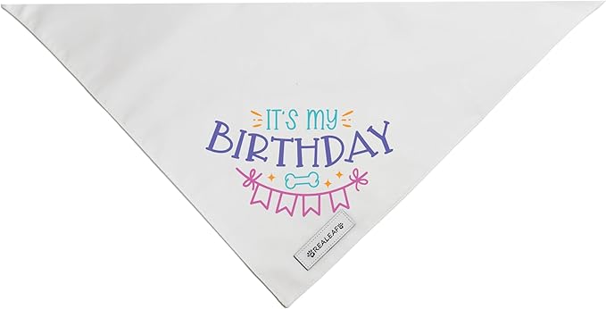 Realeaf Birthday Dog Bandanas 2 Pack (White, X-Large)