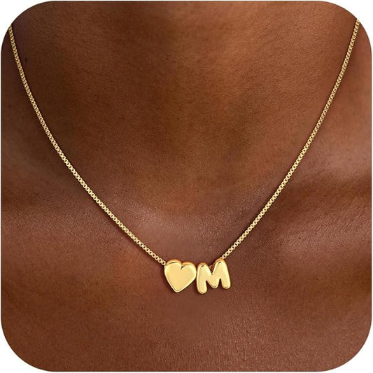 Valentines Day Gifts for Kids Teen Girls Women - 14K Gold Plated Dainty Heart A-Z Initial Letter Necklace Teen Girls Gifts Trendy Stuff Birthday Gift for 5 6 7 8 9 10 Year Old Girls Gift
